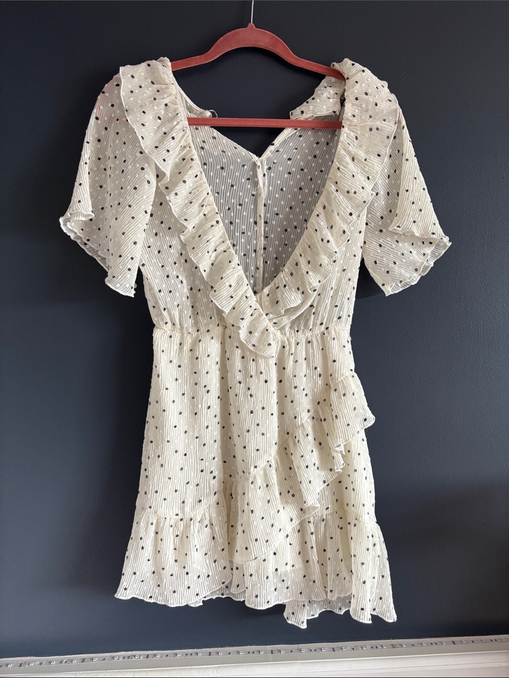 Zara Cream Mini Dress with Black Polka Dots